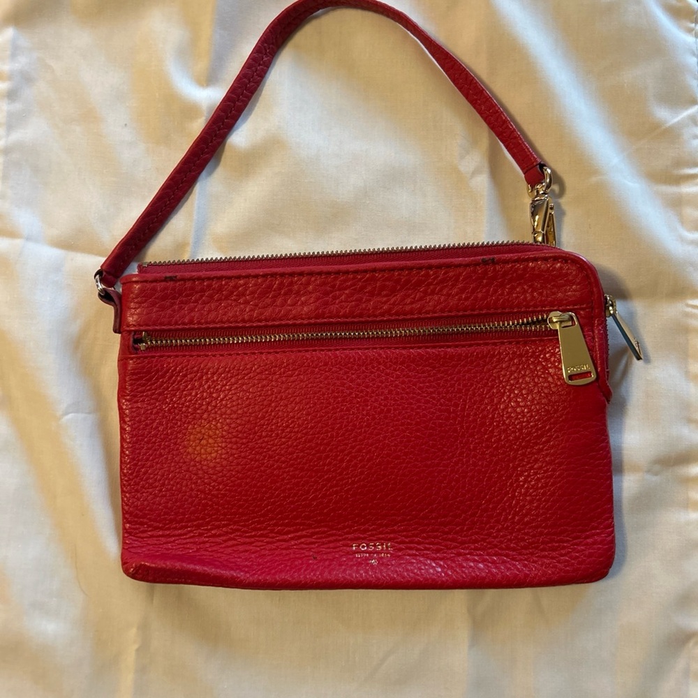 Fossil Red Wristlet Wallet Organizer READ